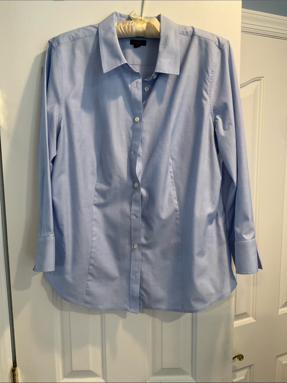Talbots Blue Tailored 3/4 Length Sleeve Button Front Shirt